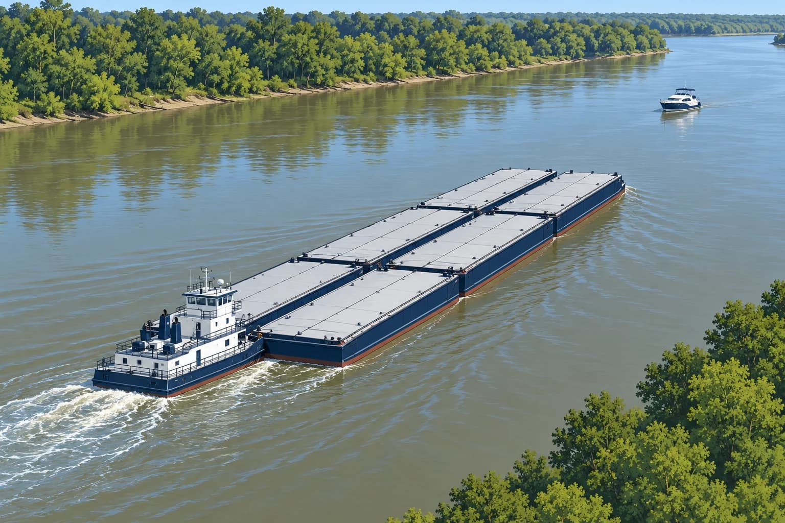 Rivers and lakes: downbound vessels and river crossings