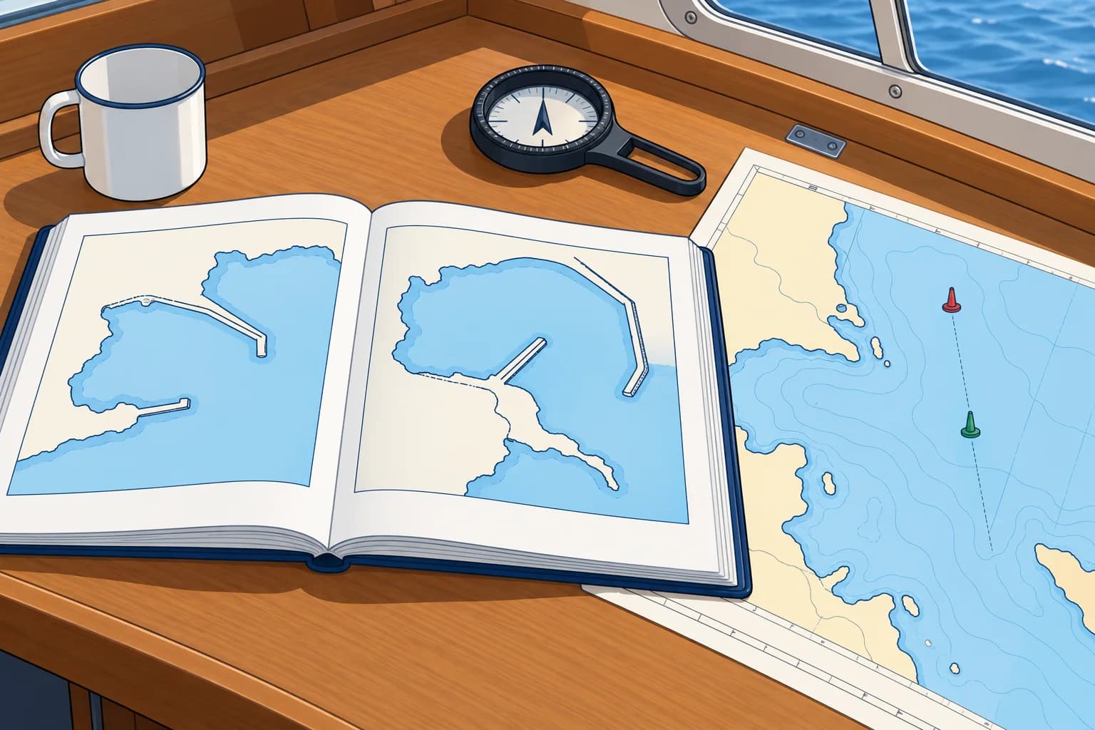 Reading sailing directions and pilot books in English