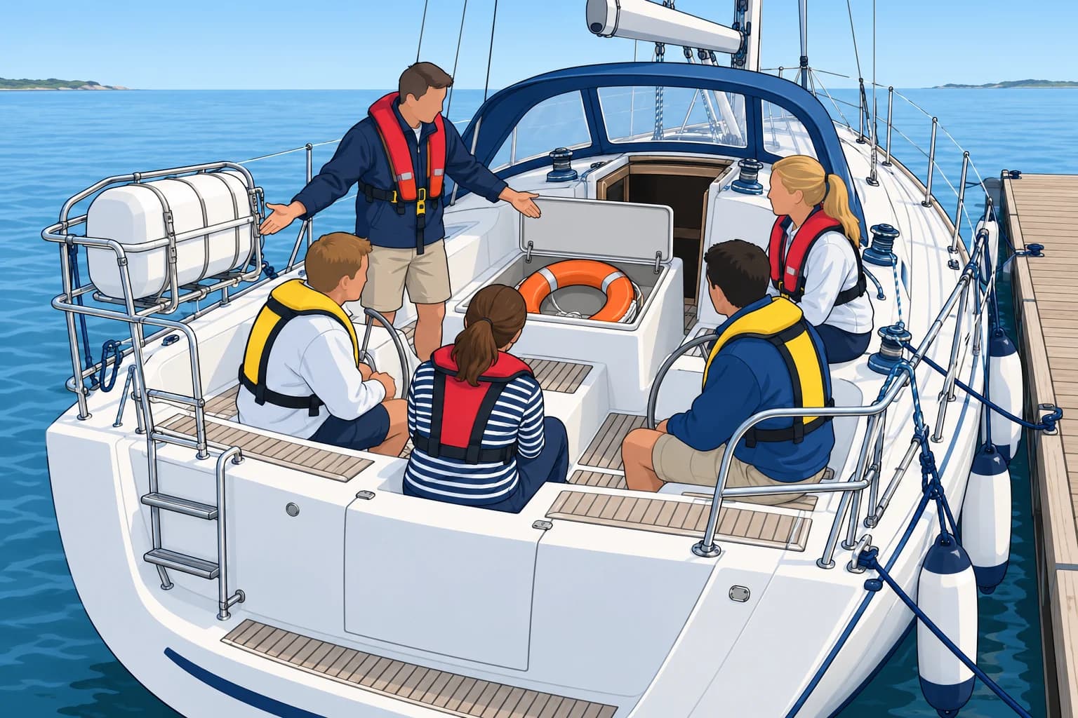 The safety briefing before departure
