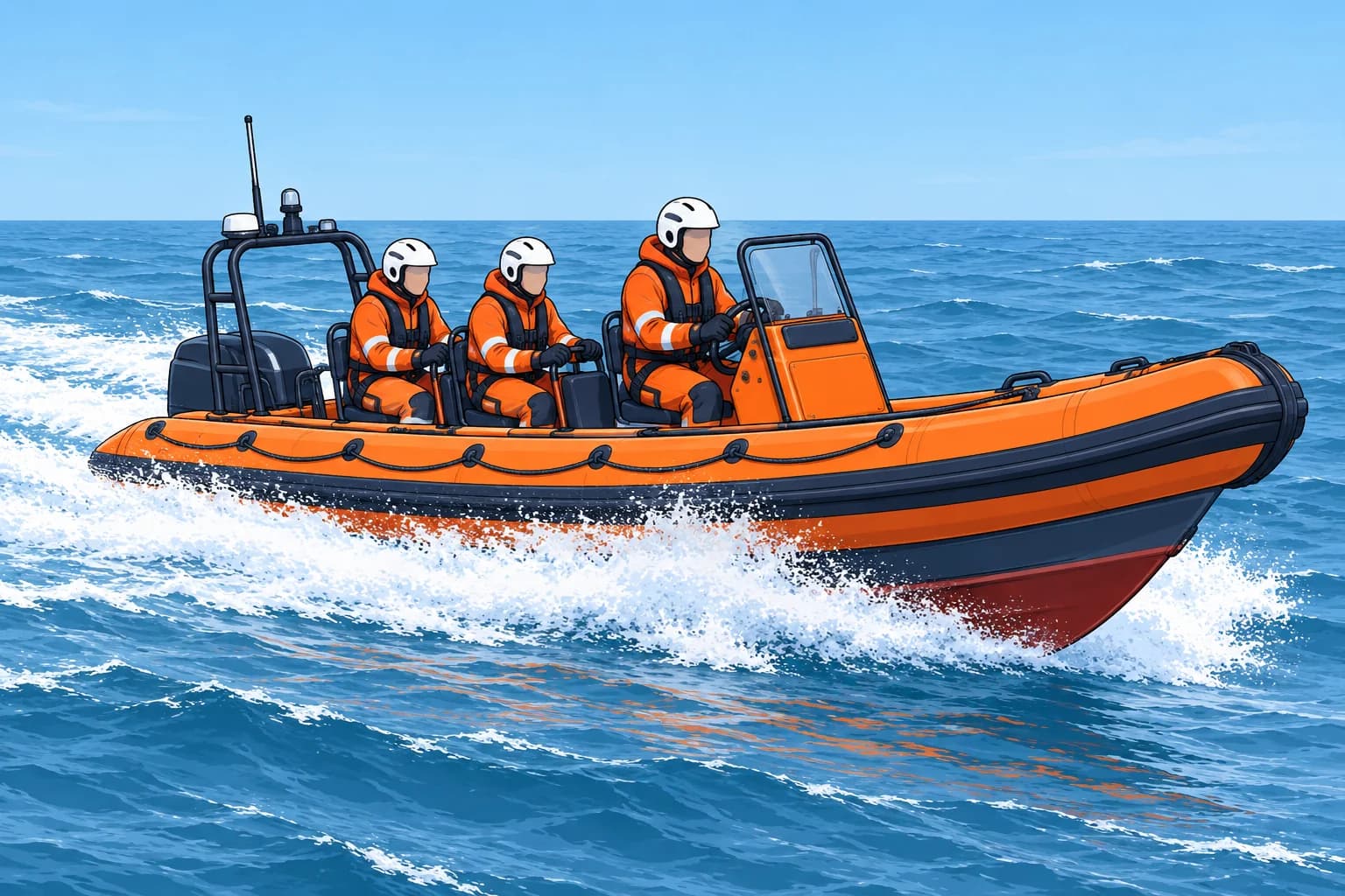 The fast rescue boat, its crew and their kit