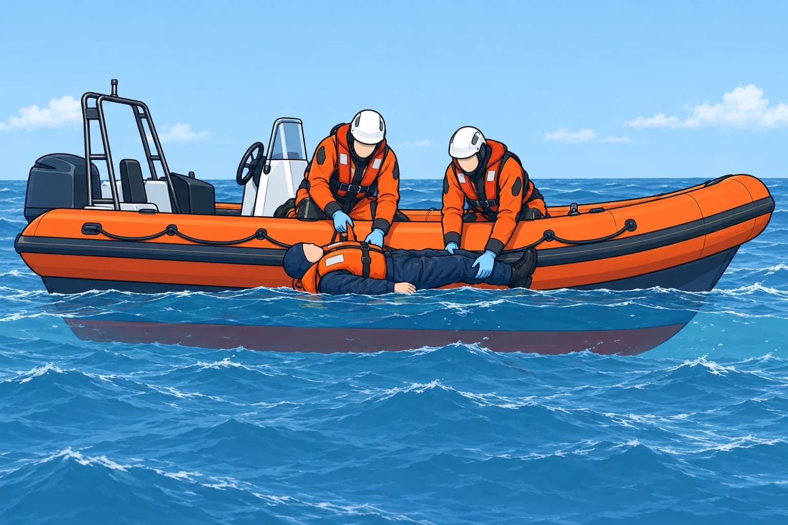 Approaching and recovering a person in the water