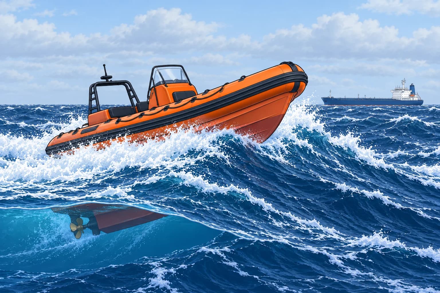Handling an FRB in heavy weather, and righting it