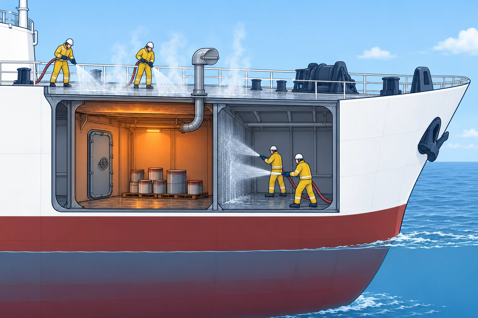 Boundary cooling, closing down and water on board