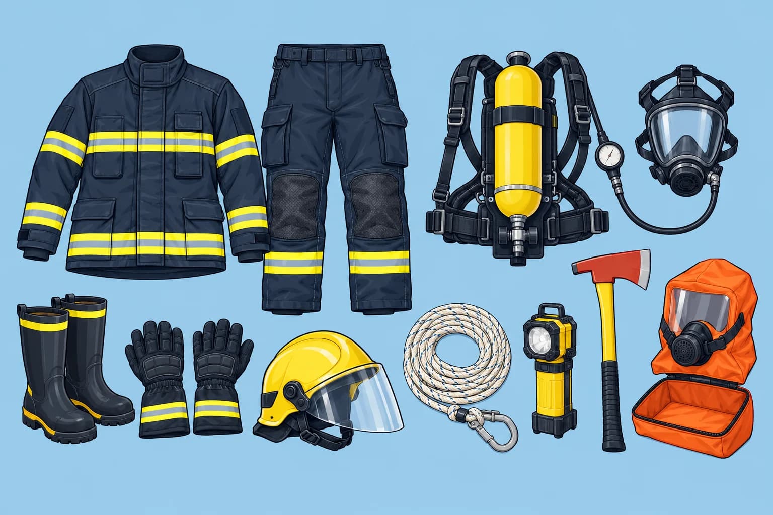 The firefighter's outfit, breathing apparatus and EEBDs