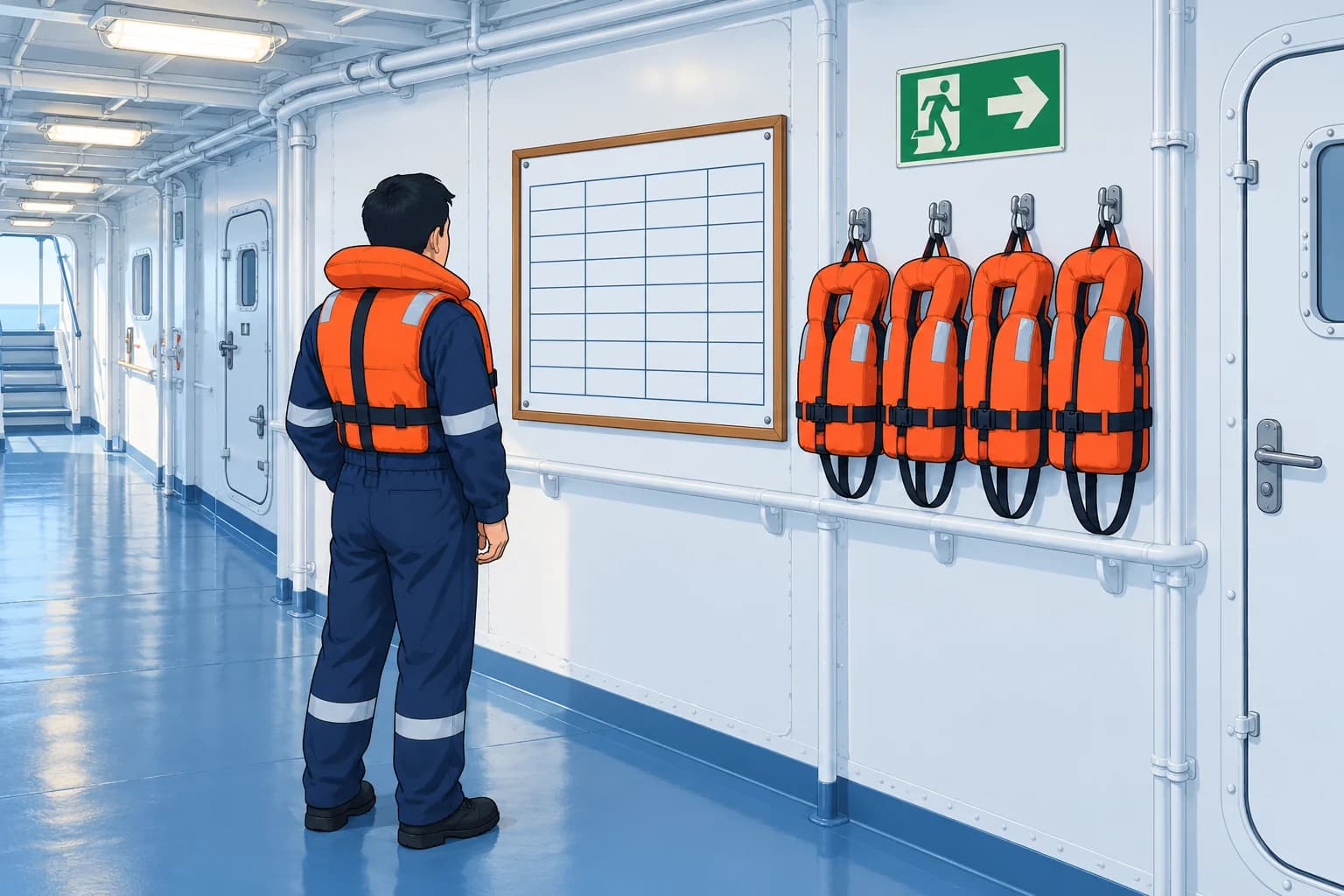 The muster list and emergency instructions