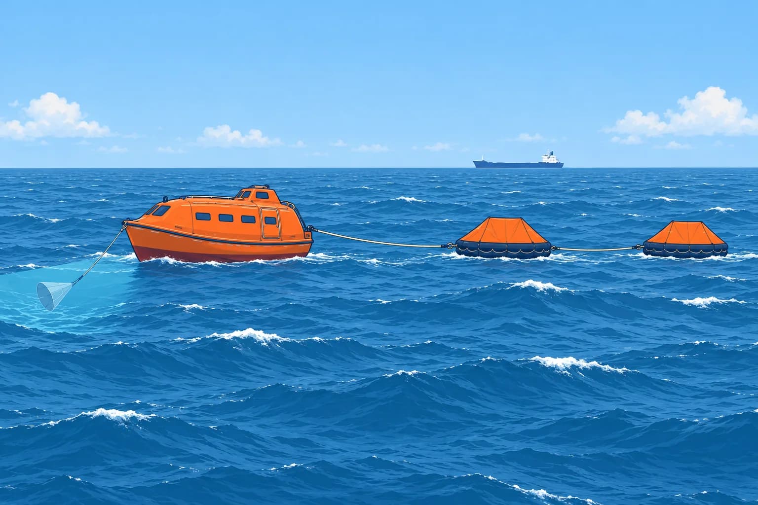 Taking charge after launch: clear, gather, tow and ride it out