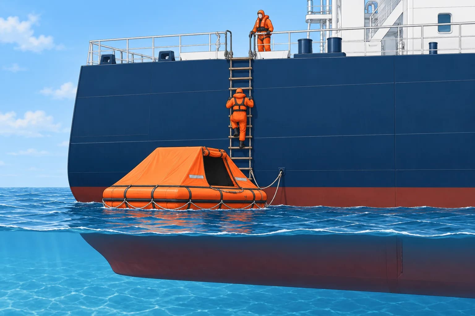 The order to abandon, dressing for survival and leaving the ship