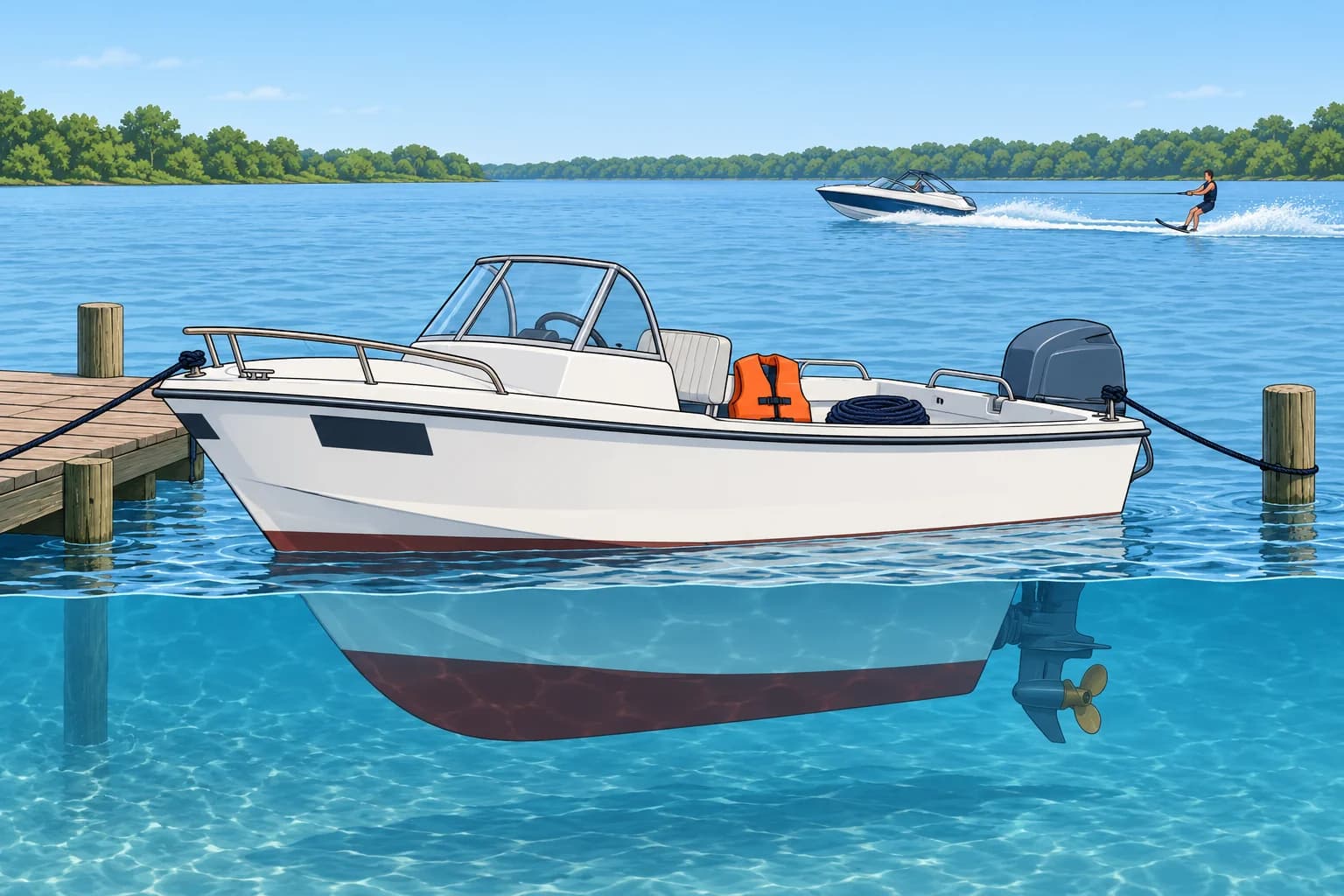 Boat marks, papers, water skiing and jet skis
