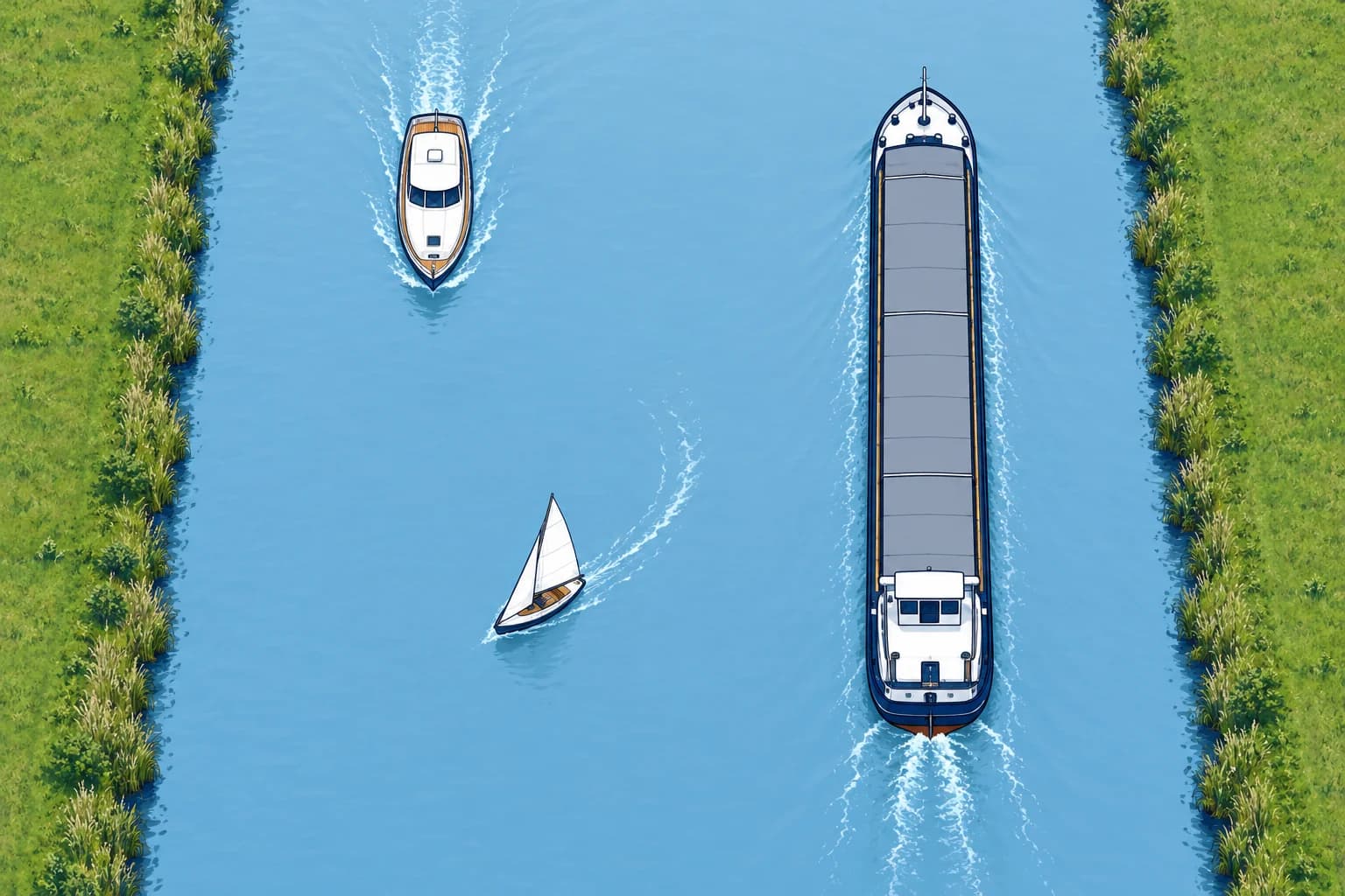 Right of way under the BPR: starboard side first, then size, then type