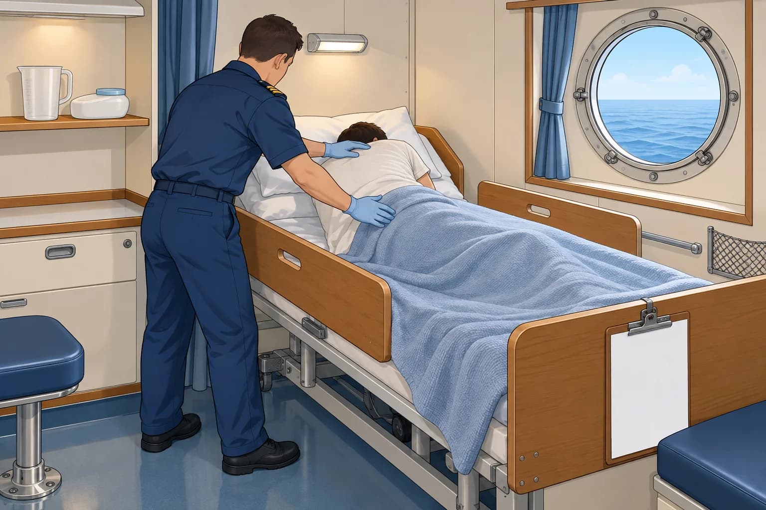 Nursing the sick and injured on board
