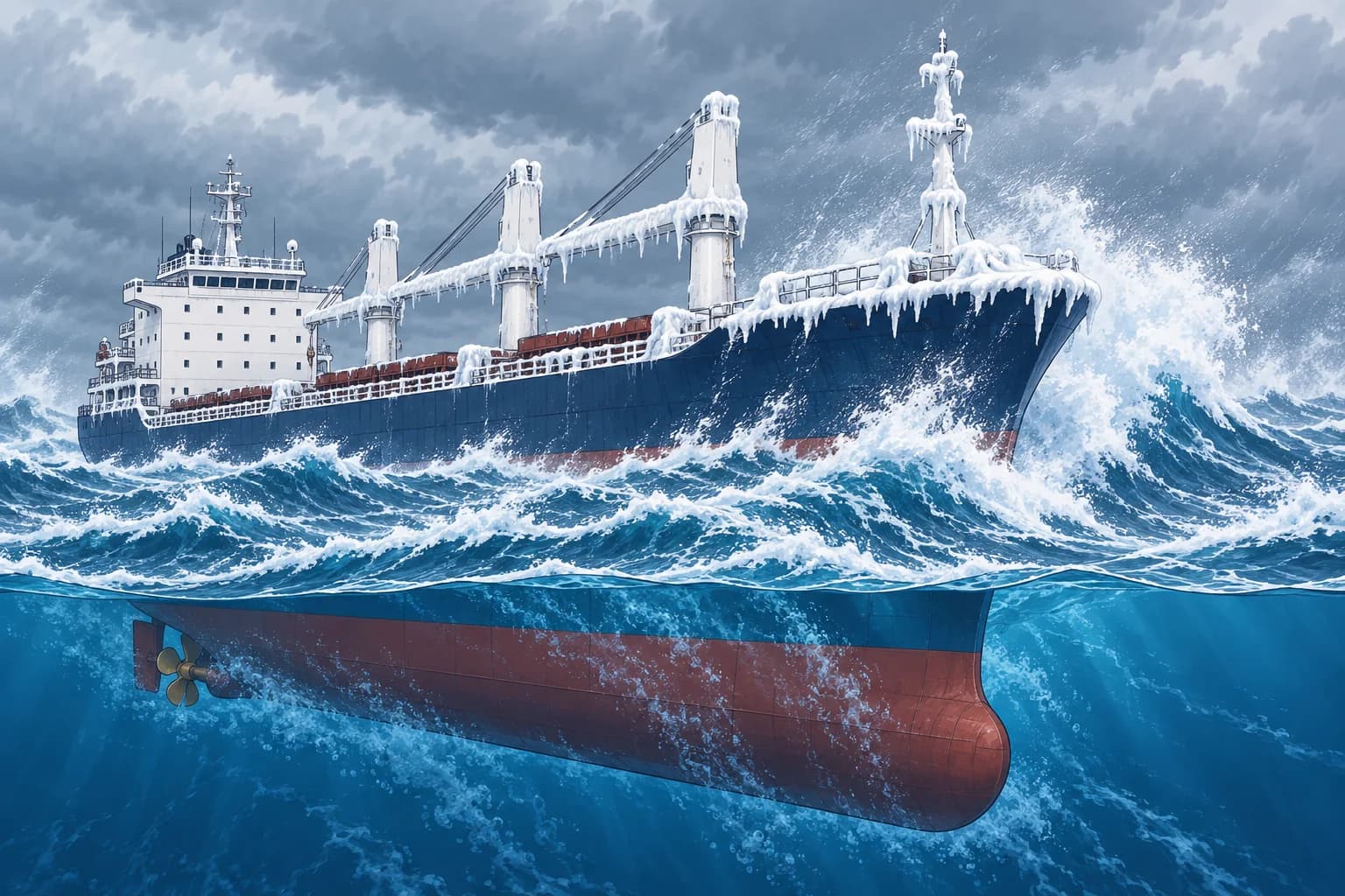Danger messages: storms, force 10 winds and severe icing (SOLAS V/31–32)