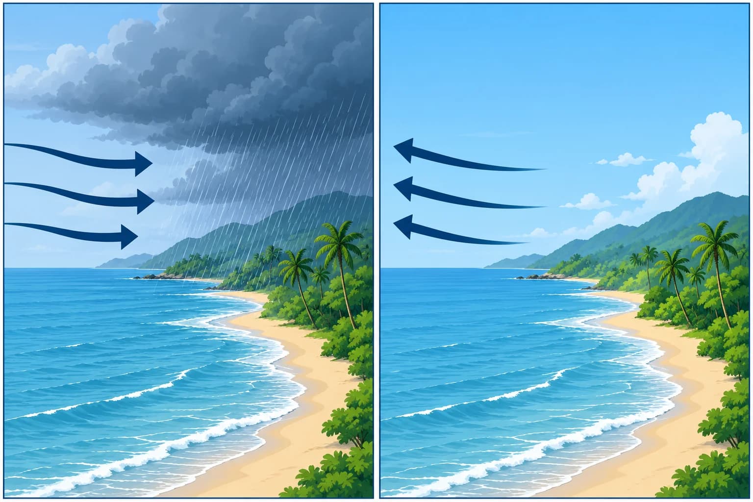 Monsoons: seasonal winds that reverse