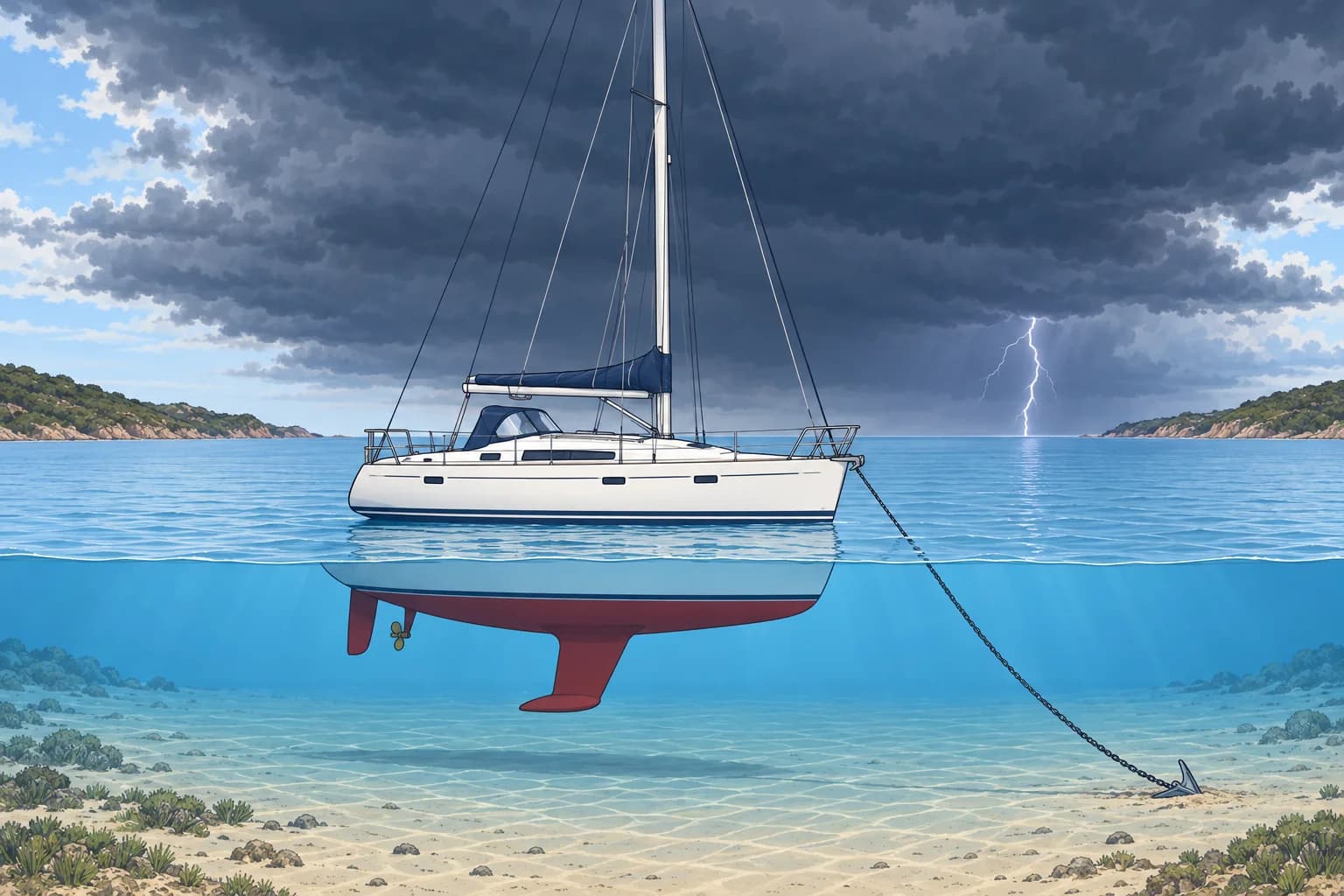Lightning safety on a yacht and checks after a strike