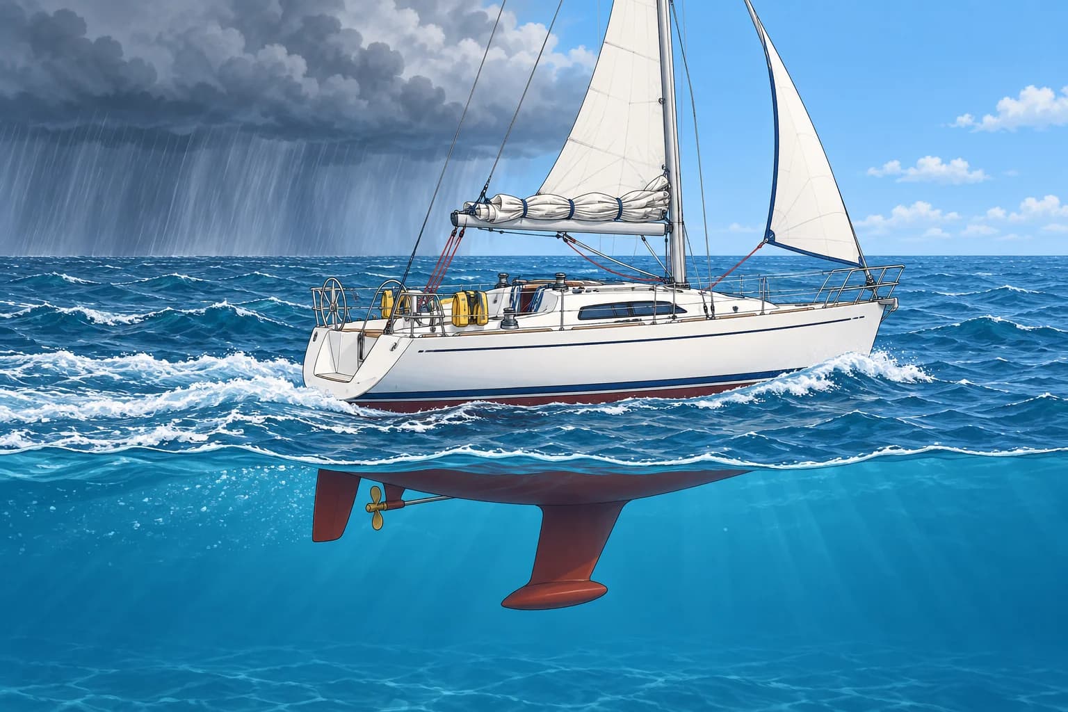 Squall tactics: reef early, keep sea room, choose your heading