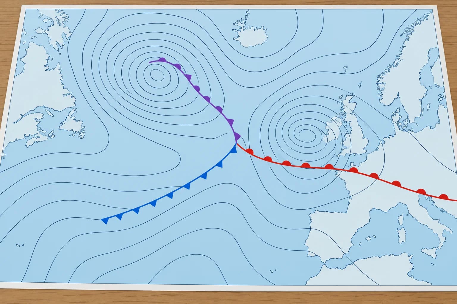 What a surface pressure chart shows