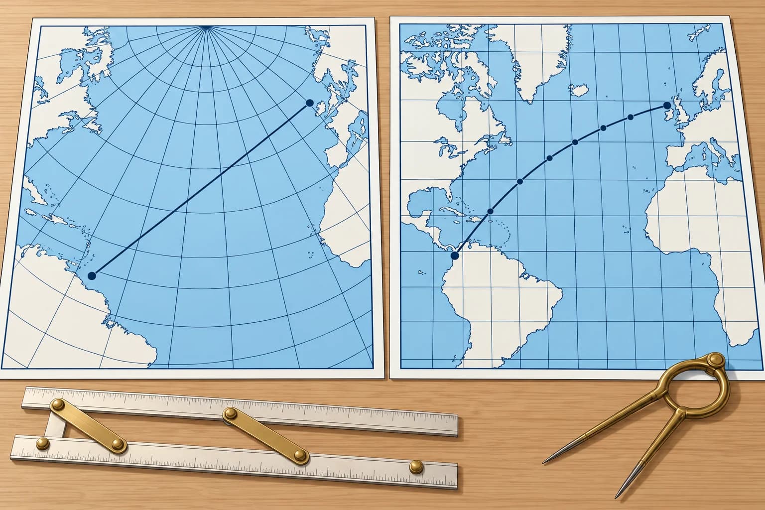 Gnomonic charts and great circles in practice