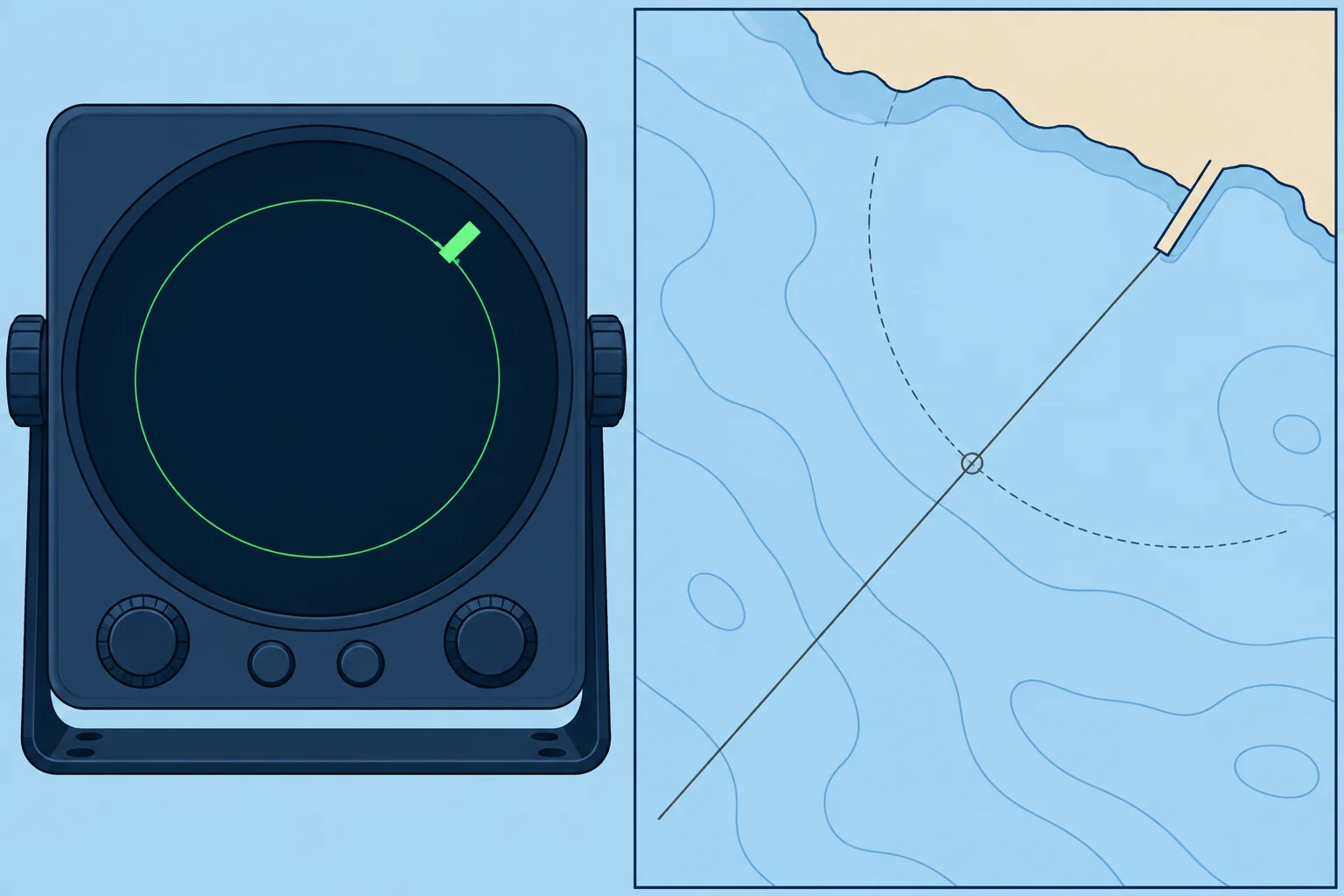 Bearing and range, and bearing with a depth contour