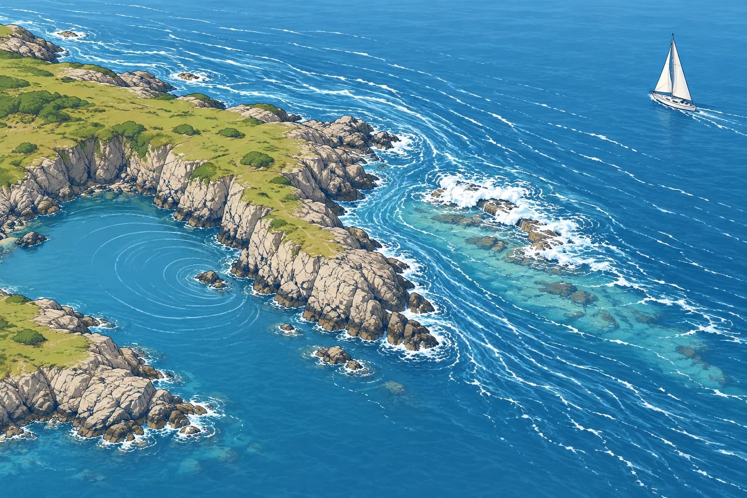 Headlands, races and timing a passage