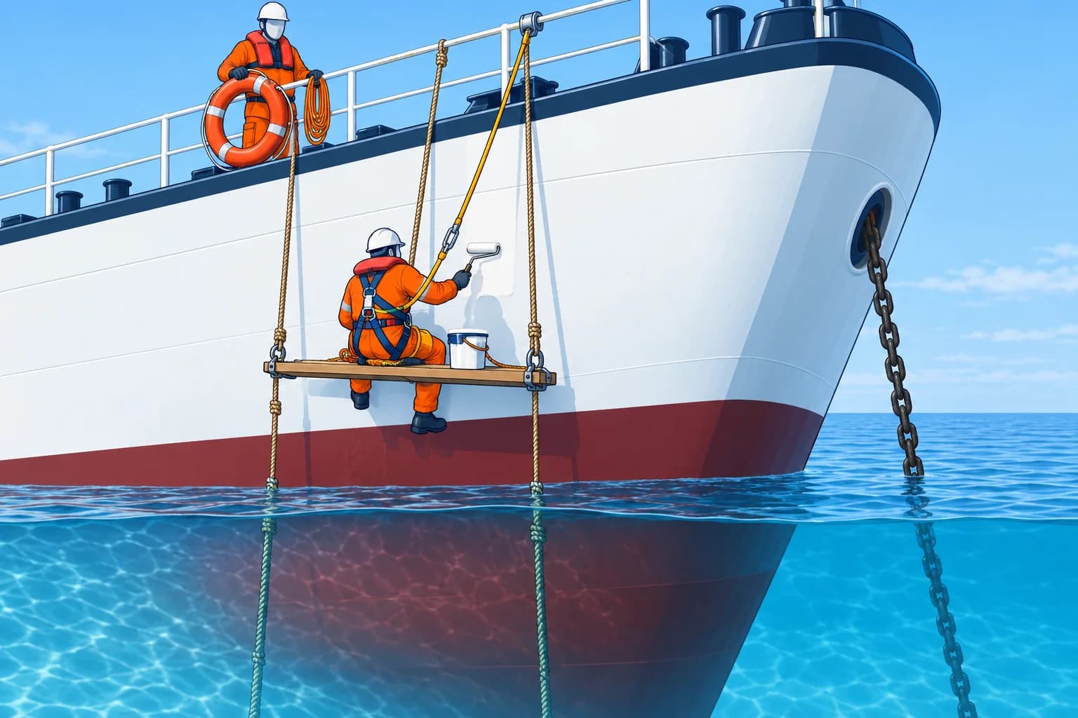Working aloft and over the side