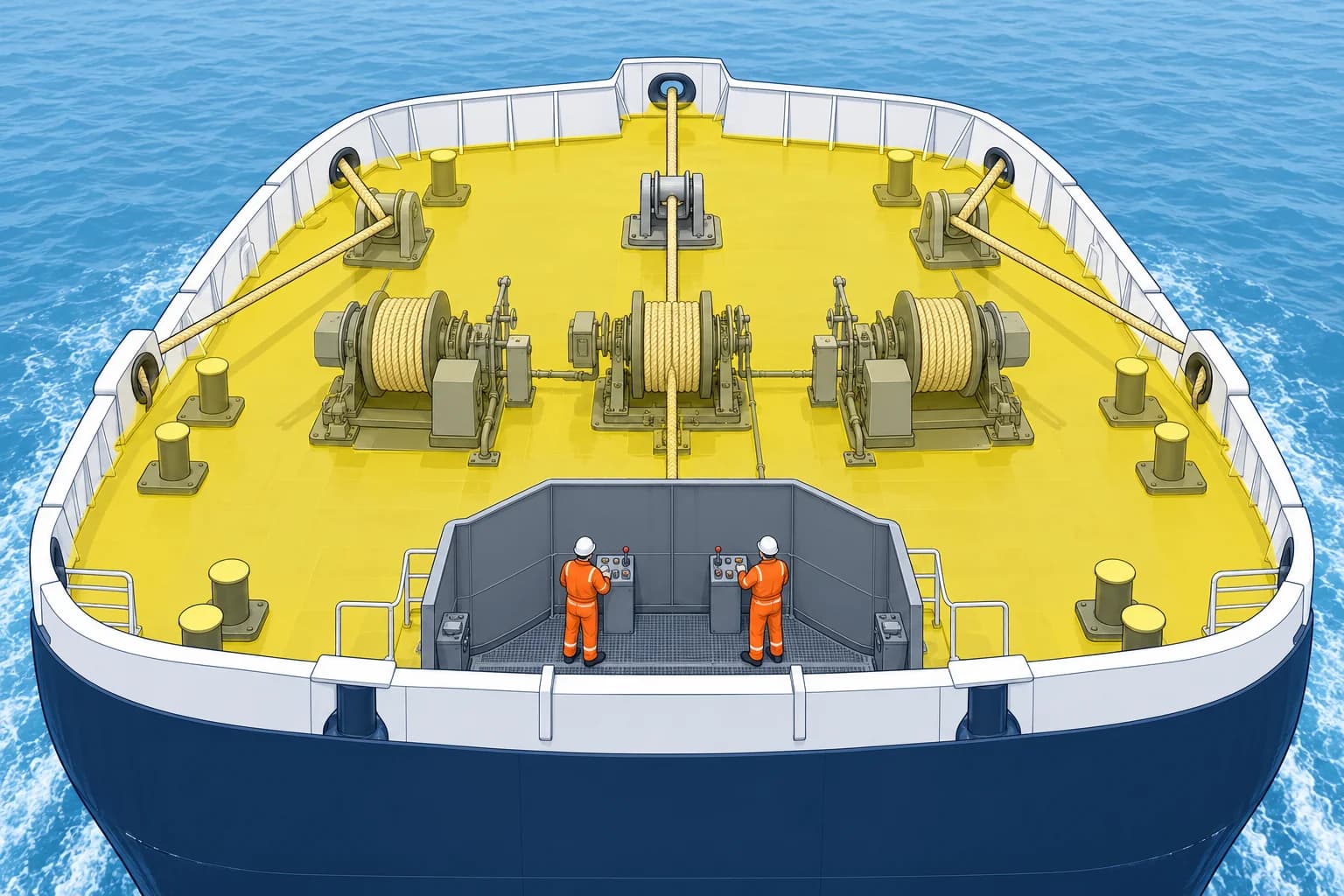 Snap-back: the whole mooring deck is a danger zone