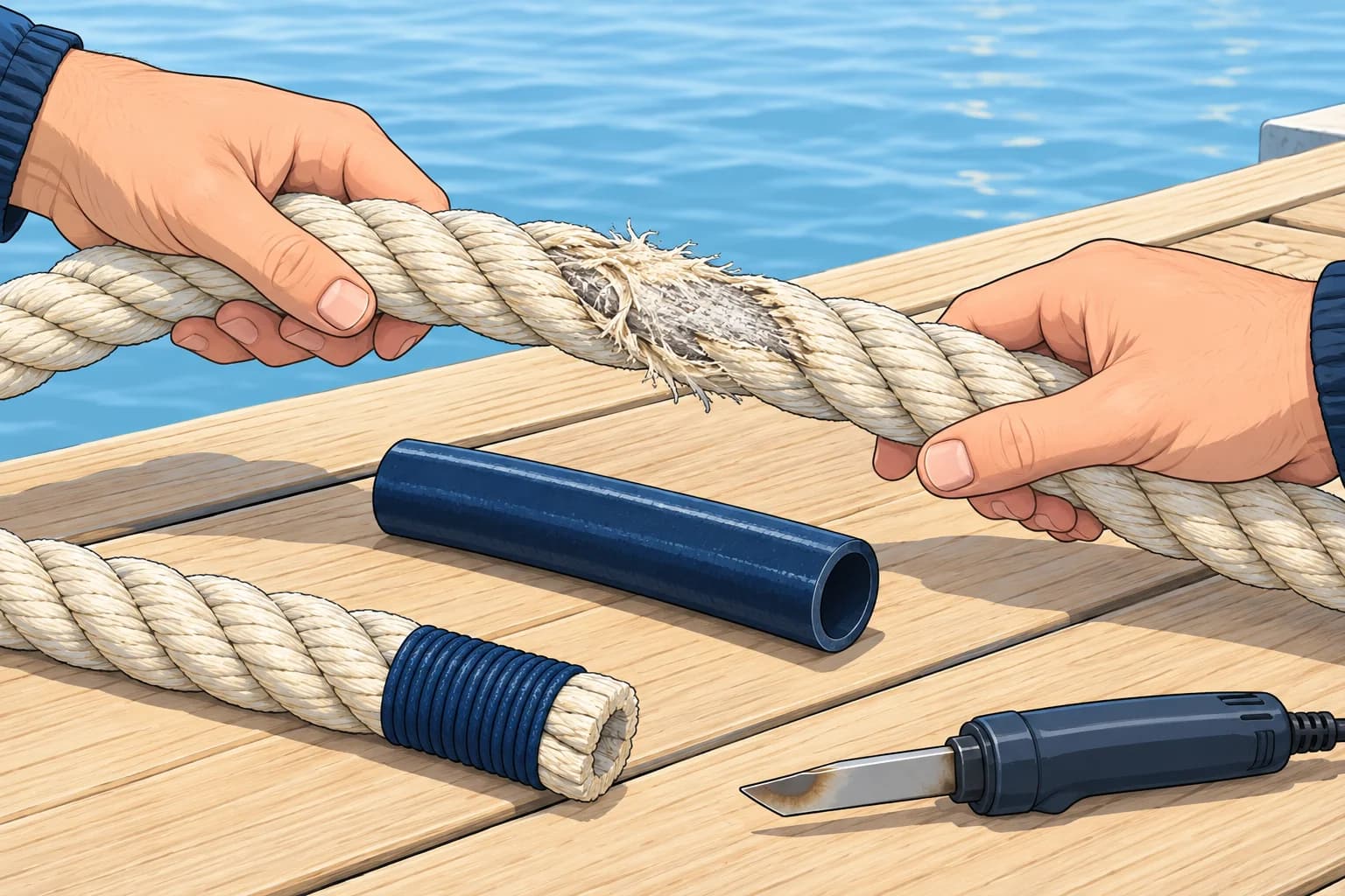 Rope care, inspection and snap-back