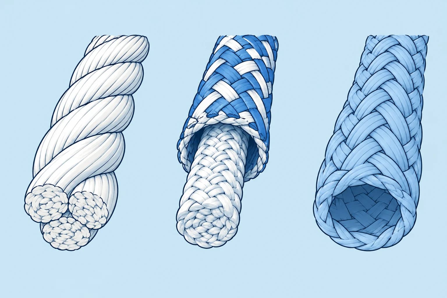 How a rope is made: laid and braided