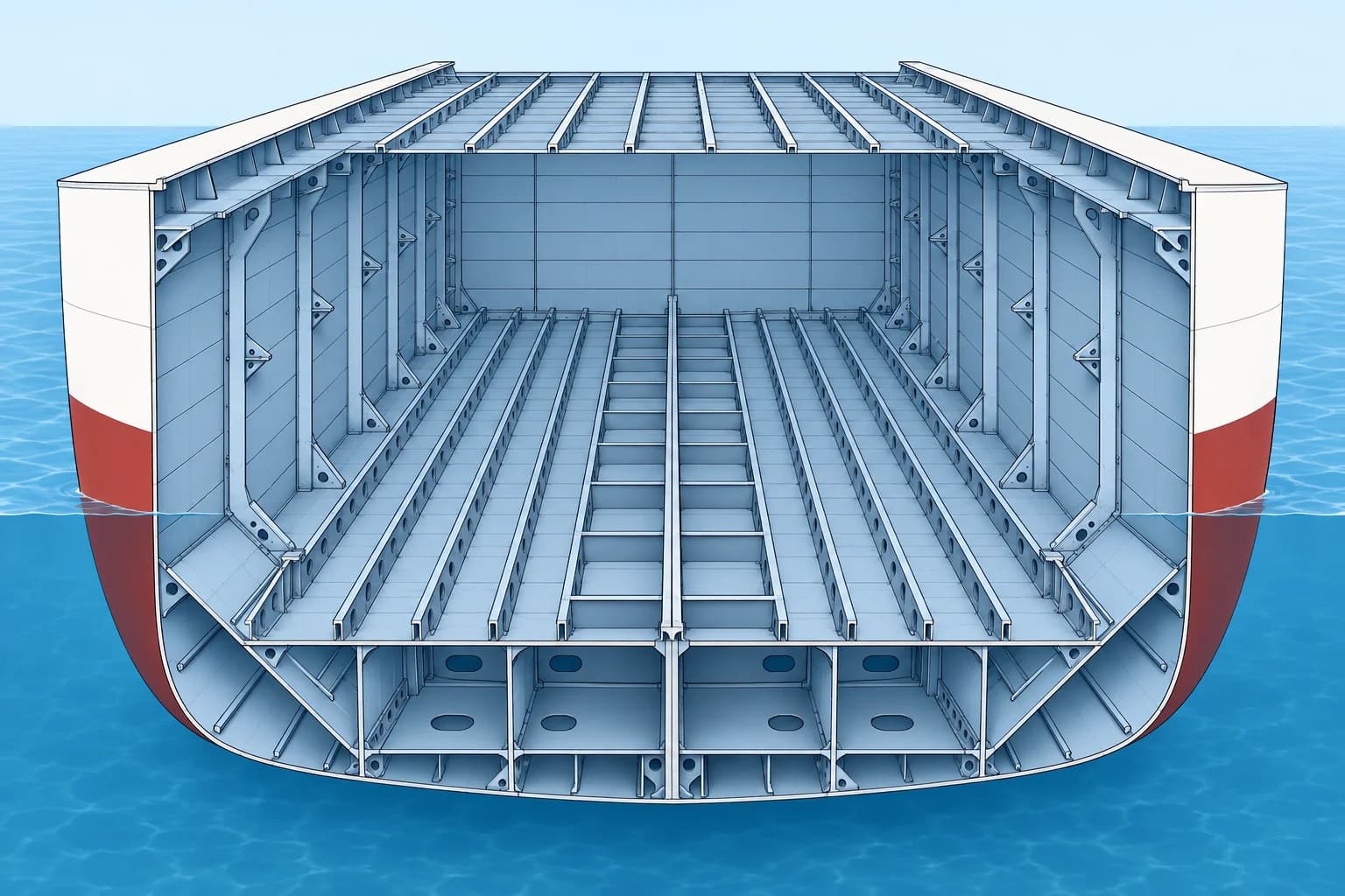 The hull girder, framing systems and the main members