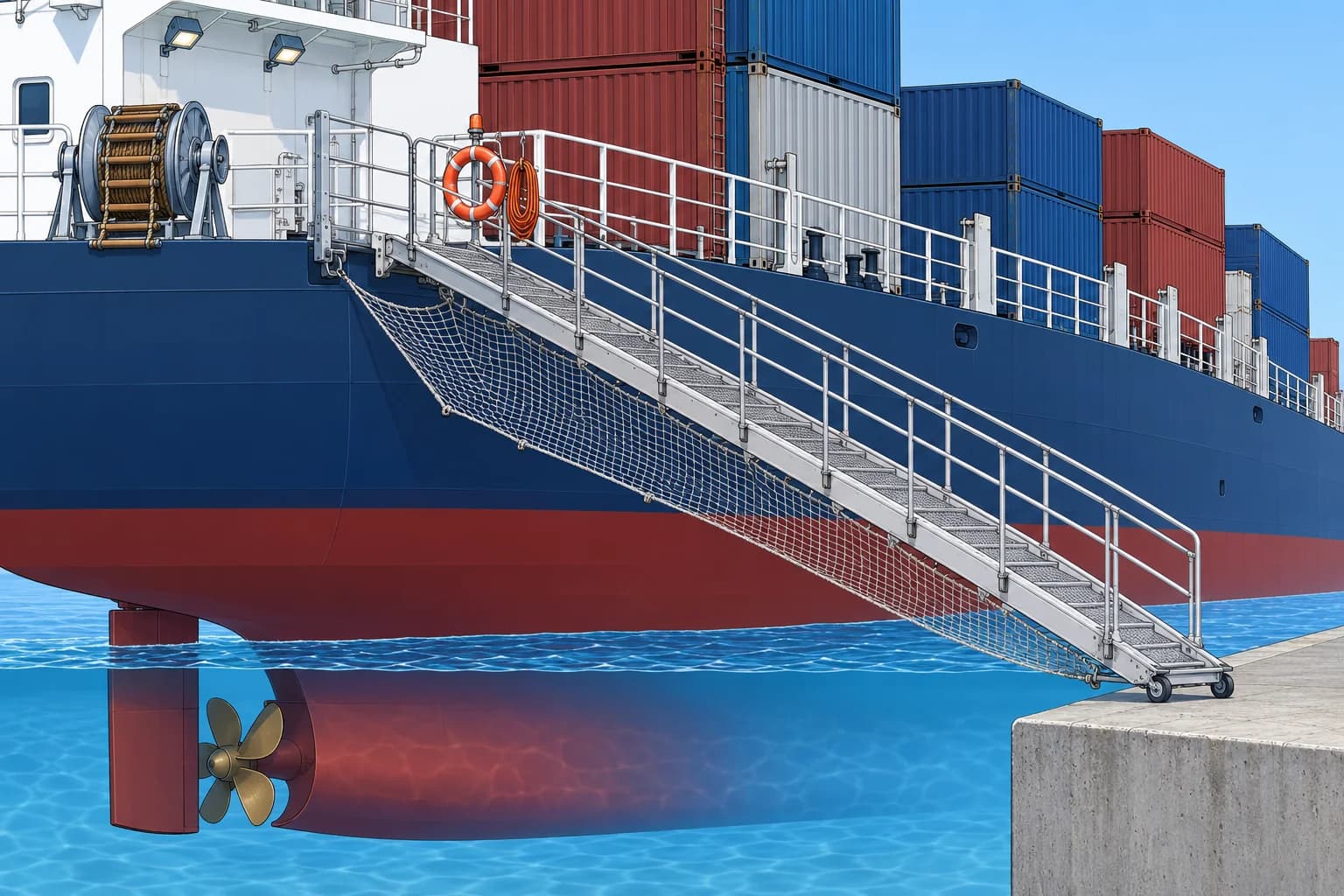 Gangways, accommodation ladders and pilot ladder winch reels