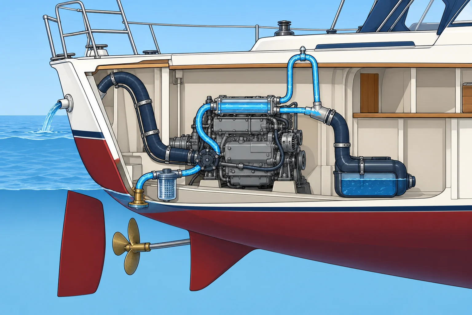 Cooling and the wet exhaust