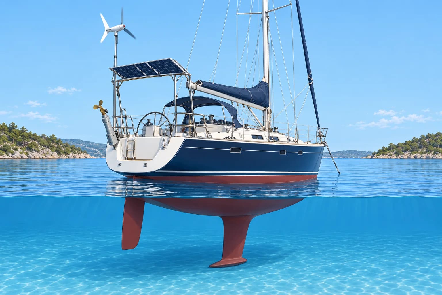 Charging sources: alternator, shore, solar and wind