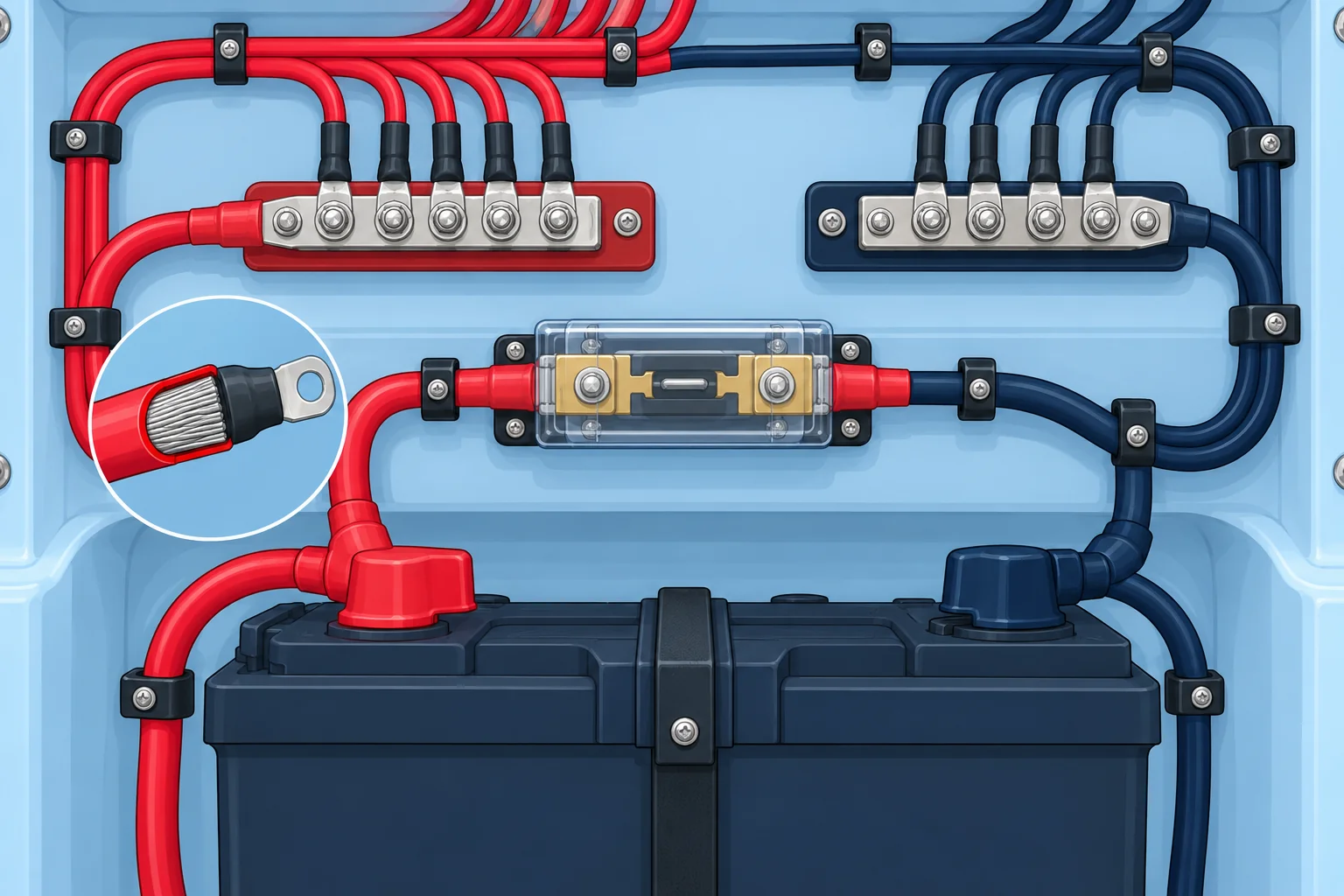 Fuses, breakers, wire size and voltage drop