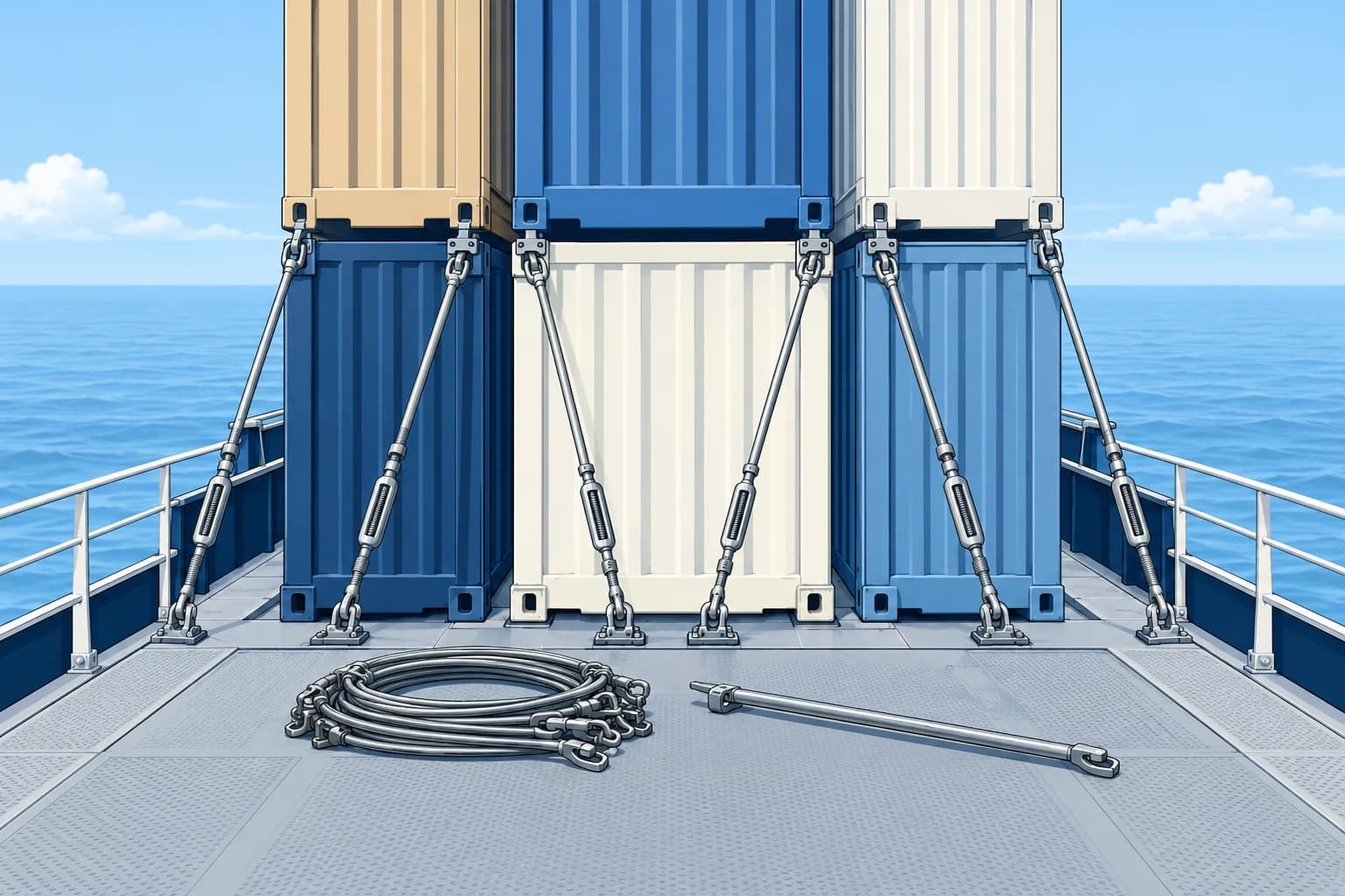 Lashing practice: containers, ro-ro, heavy items and checks at sea