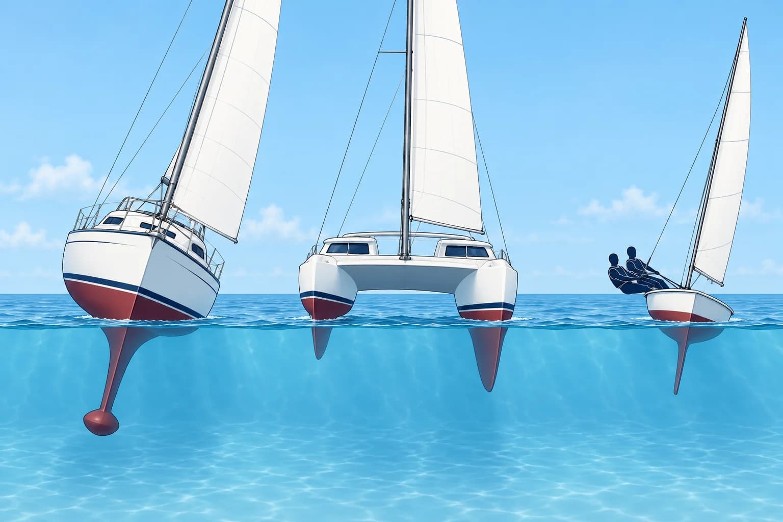 Monohulls, multihulls, dinghies and planing boats