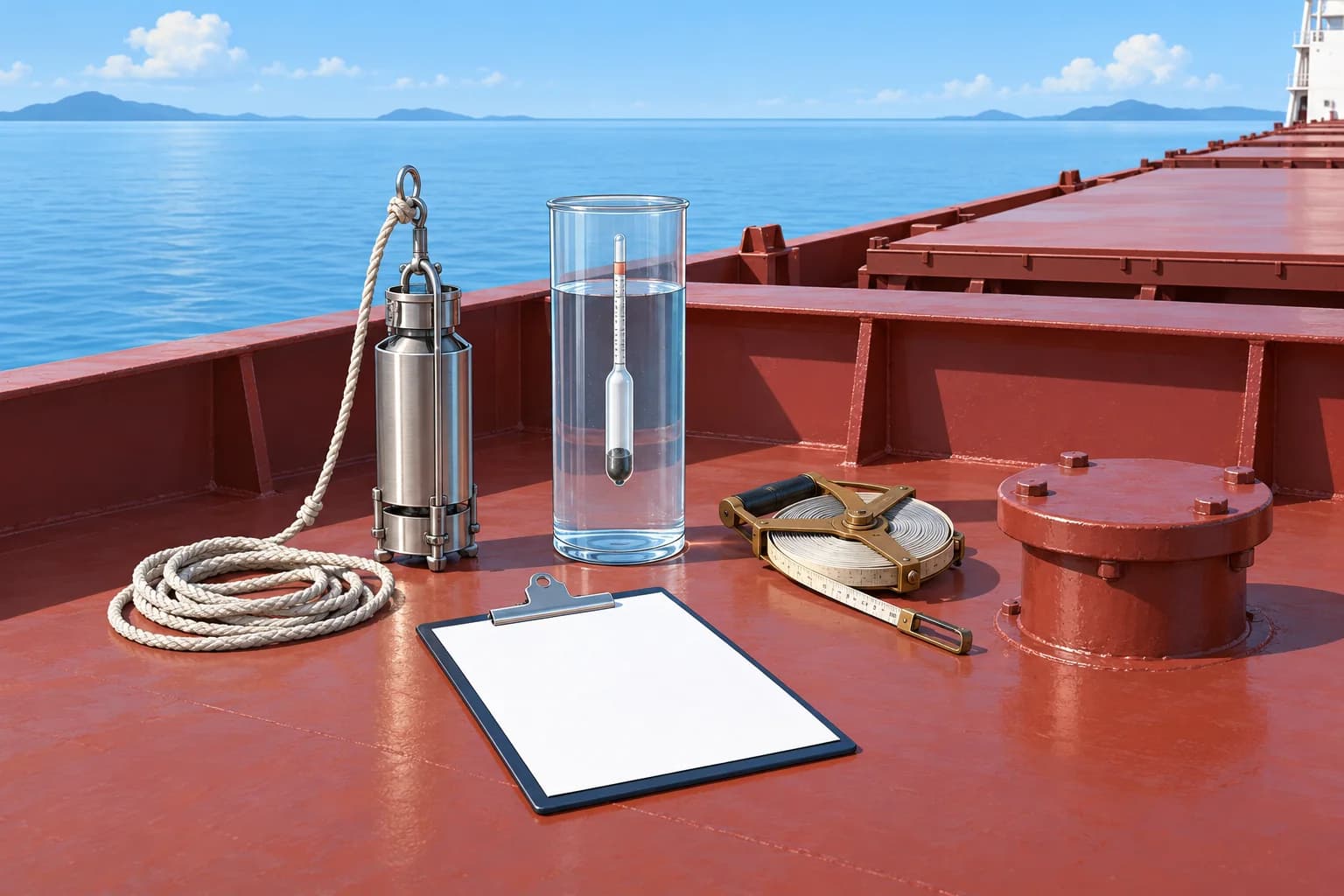 A full draught survey, worked step by step