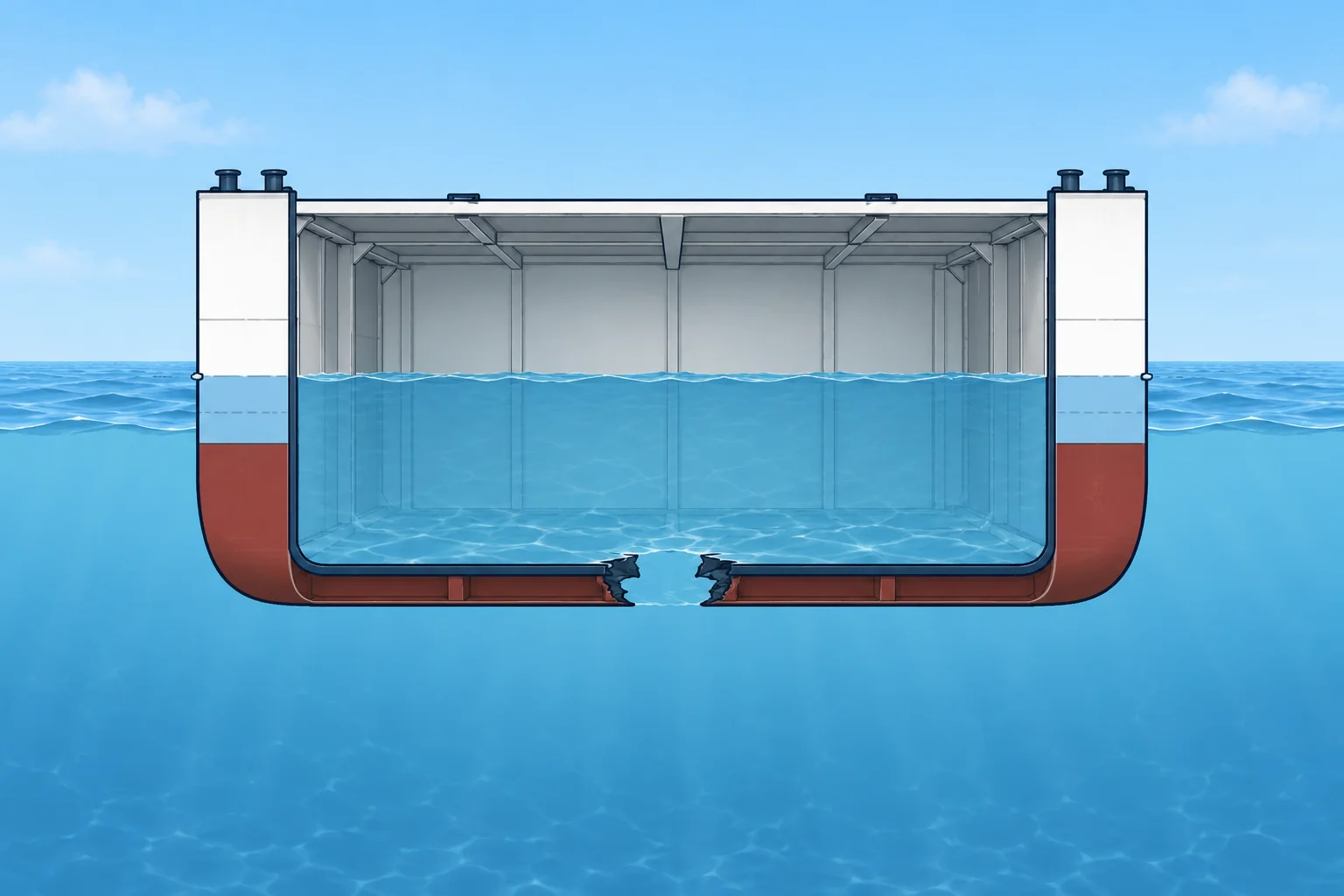 Bilging a midships compartment: a worked example