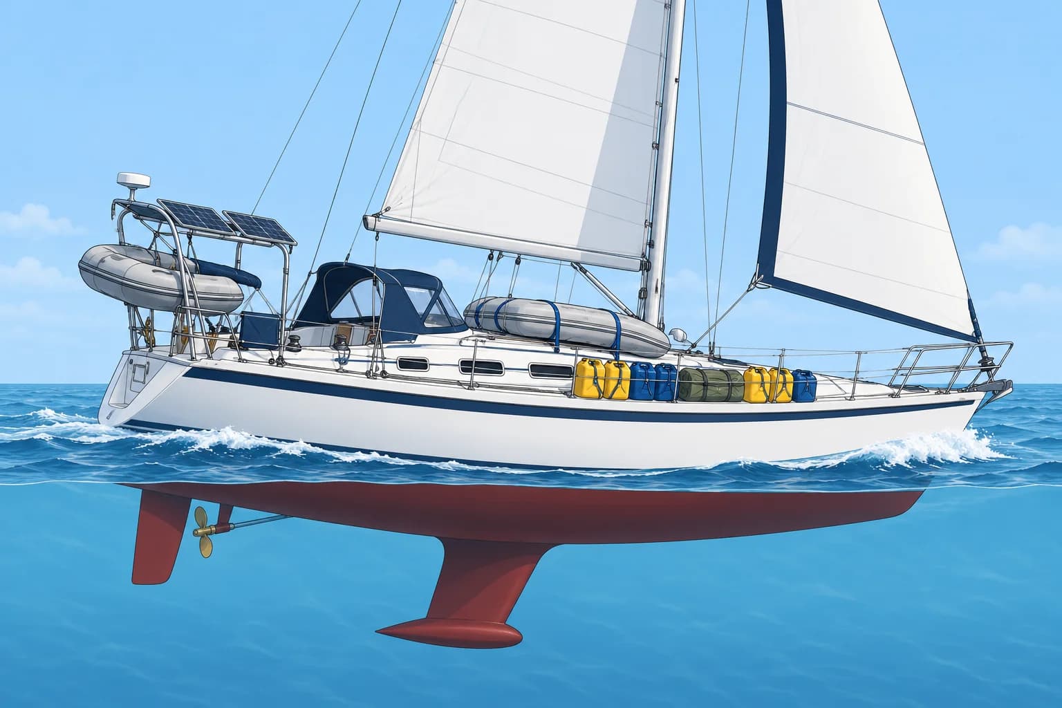 Reefing, ballast, furling and weight on deck