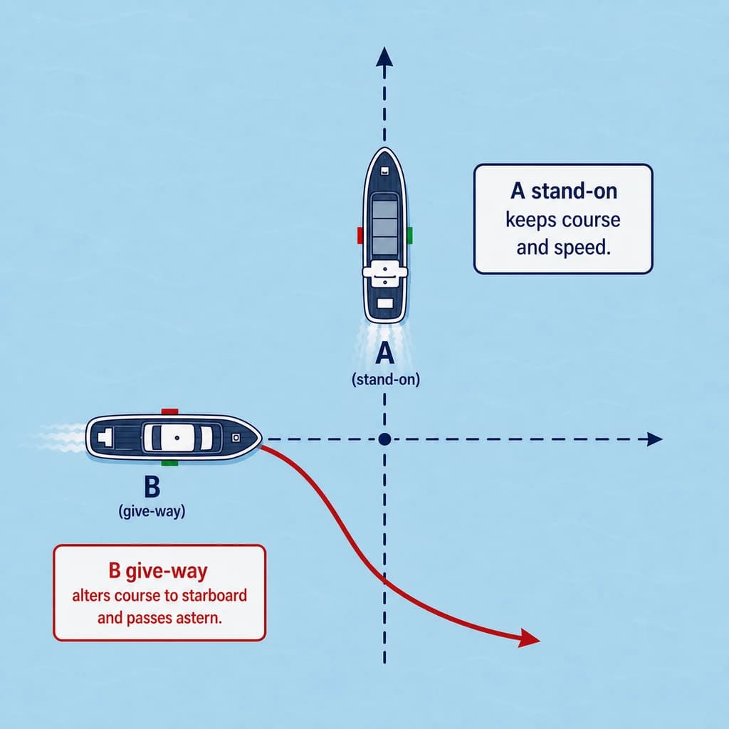 Stand-on vessel — initially keep course and speed.