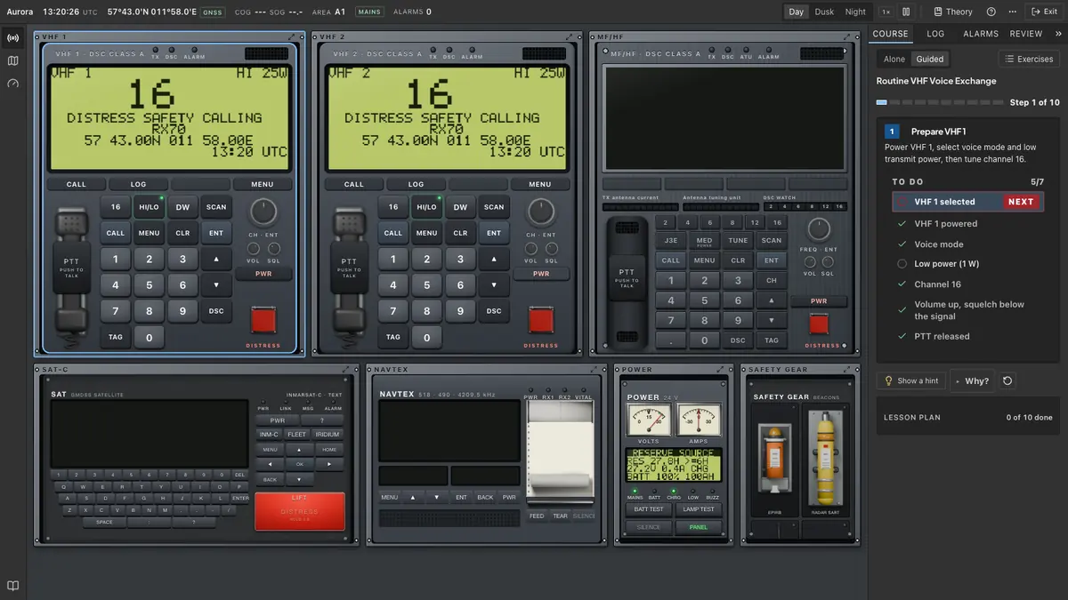 Consola de Radio Station amb dos equips VHF, MF/HF, satèl·lit, NAVTEX, quadre d'alimentació i balises